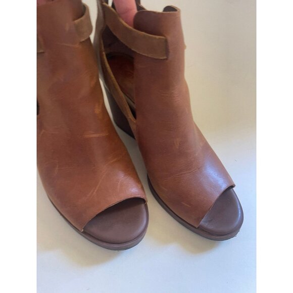 Korks Stella Leather Suede Peeptoe Ankle Booties Boots Sandals Womens 8.5 Heels - Picture 5 of 10